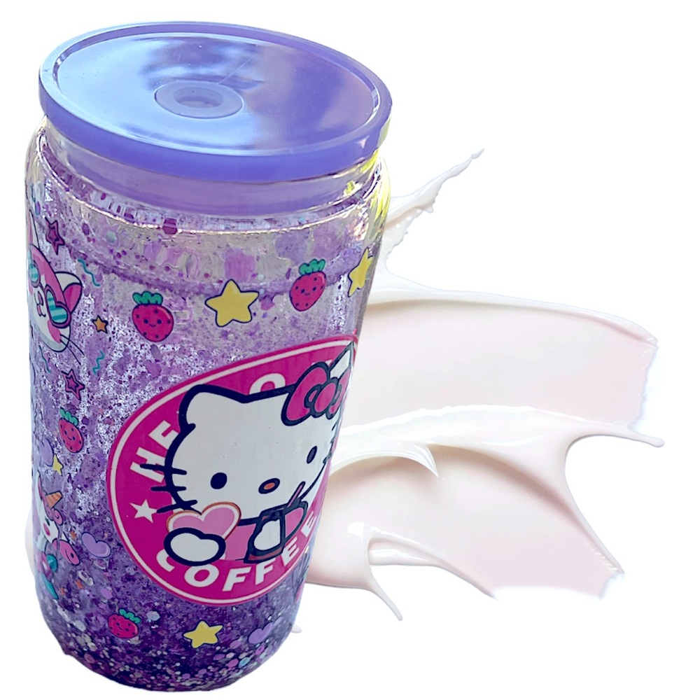 Purple kitty glitter sparkling cup